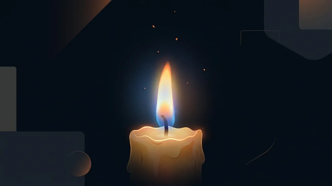 A single candle flame glowing against a dark background — the simplest example of the science of fire
